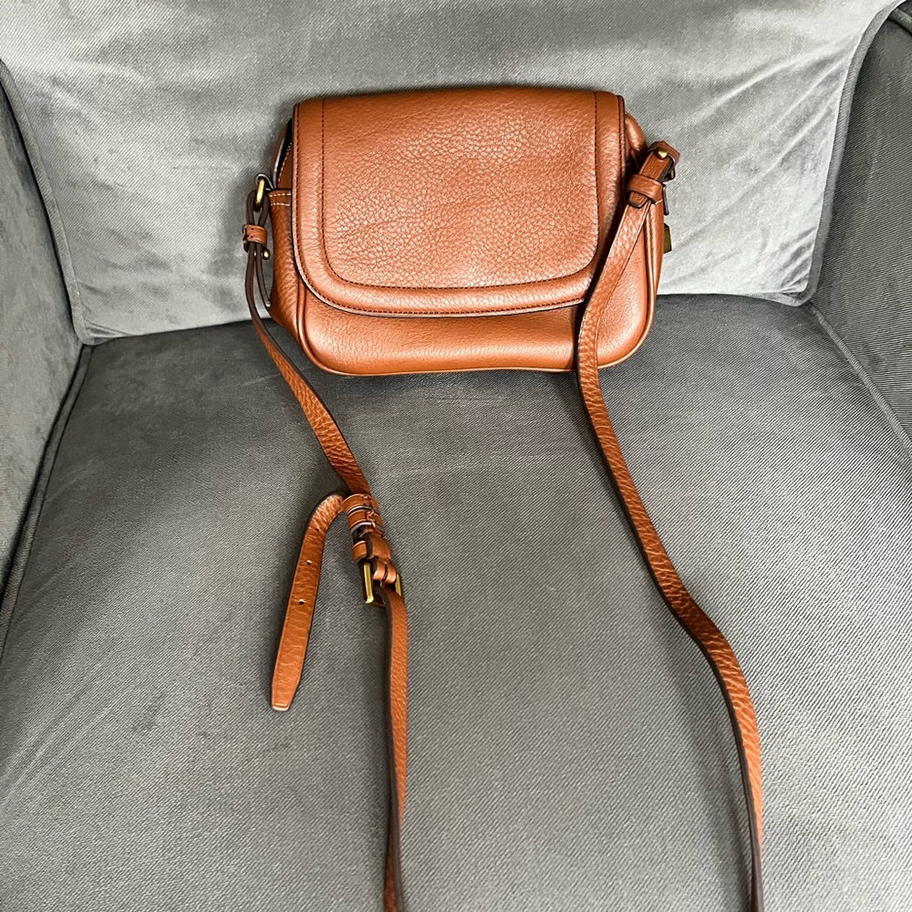 J crew brown leather messenger bag